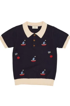 Outlet Polo m. både - CREAM/NAVY T-Shirts & Toppe