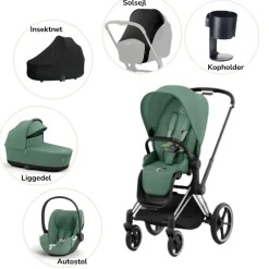Discount Priam pakke - leaf green/chrome black PLUS Kombivognspakker