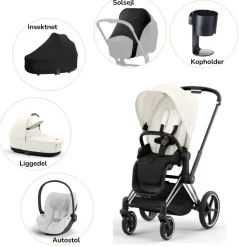 Priam pakke - off white/chrome black PLUS Kombivognspakker