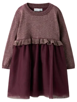 Refraja Strikket Kjole - Burgundy Juletøj|Kjoler