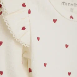 Sale Rib Body Langærmet - med hjerteprint Bodystocking Langærmet