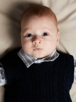 Online Roman Strikket Vest - Navy Blazer Juletøj|Cardigans, Veste & Trøjer