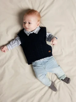 Online Roman Strikket Vest - Navy Blazer Juletøj|Cardigans, Veste & Trøjer