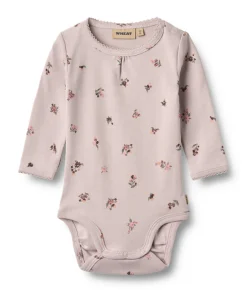 Clearance Roselinde Body Langærmet - Soft lilac flowers Bodystocking Langærmet