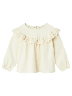 Best Saku langærmet loose emb top - TURTLEDOVE Bluser