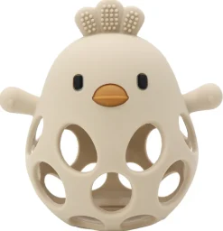 Online Sansebold med ælling i LFGB silikone, beige Sansebolde|Bideringe & Rangler