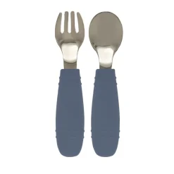 Best Silikone Ske + gaffel - blå Bestik