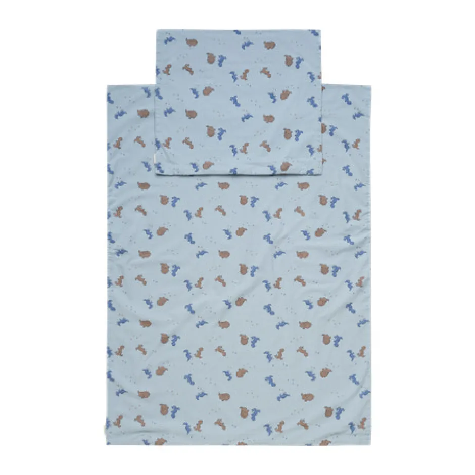 New Silke babydyne med sengetøj - Blue fog Børn Pakkeløsninger|Sengetøj