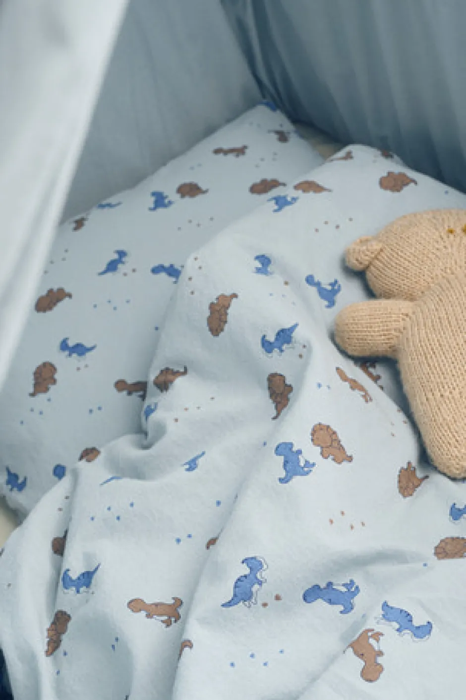 New Silke babydyne med sengetøj - Blue fog Børn Pakkeløsninger|Sengetøj