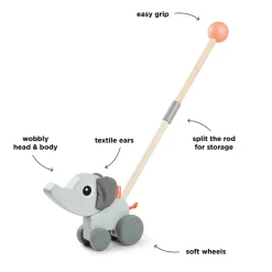 Best Skubbedyr Elphee Grå Trælegetøj|Trækdyr