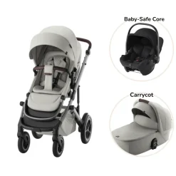 New Smile 5Z lux inkl. liggedel og Baby-Safe Core autostol - linen grey/space black Kombivognspakker|Vognpakker