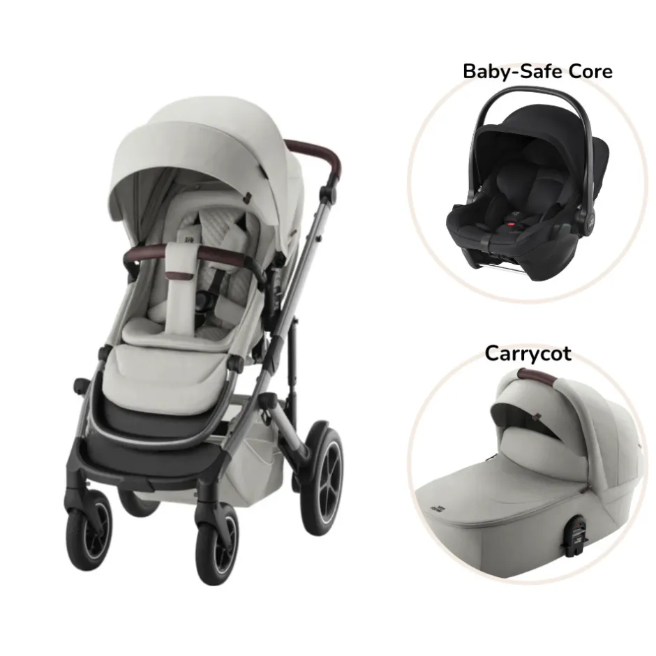 New Smile 5Z lux inkl. liggedel og Baby-Safe Core autostol - linen grey/space black Kombivognspakker|Vognpakker