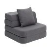 Sofa - 3 fold single soft - mørkegrå/sortgrå knap Børn Tumlemøbler