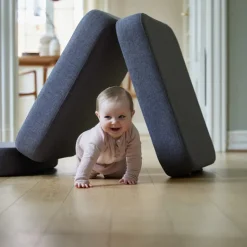 Sofa - 3 fold single soft - mørkegrå/sortgrå knap Børn Tumlemøbler