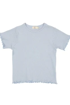 Best Sommer pointelle t-shirt - DUSTY BLUE T-Shirts & Toppe