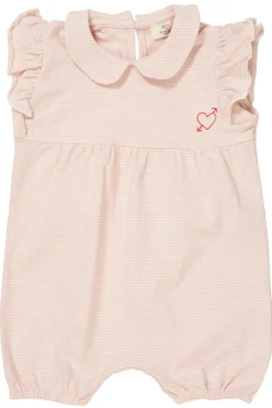 Best Stribet romper m. hjerte broderi - DUSTY ROSE Bodystocking U. Ærmer