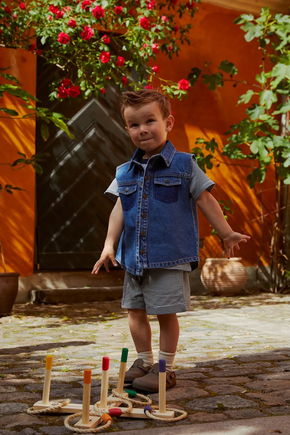 Online Stribet shorts - NAVY Shorts