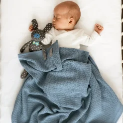 Online Striktæppe, bomuld - Blå Børn Tæpper