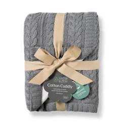 Hot Striktæppe med fleece - Misty grey Børn Tæpper