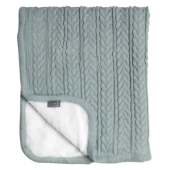 Best Striktæppe med fleece - Sage green Børn Tæpper