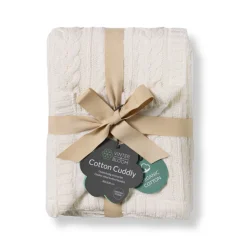 Sale Striktæppe med fleece - Warm white Børn Tæpper