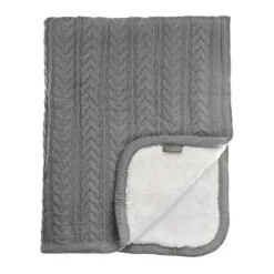 Outlet Striktæppe med fleece, Dove Grey Børn Tæpper