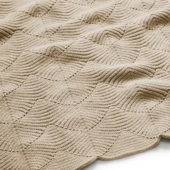 Striktæppe Muslingeskal - GOTS mandel Børn Tæpper