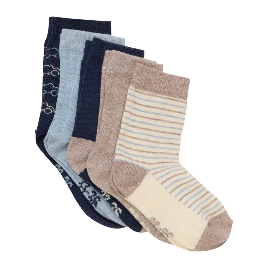Clearance Strømpe m. mønster (5-pak) - Navy Strømper|Multipack