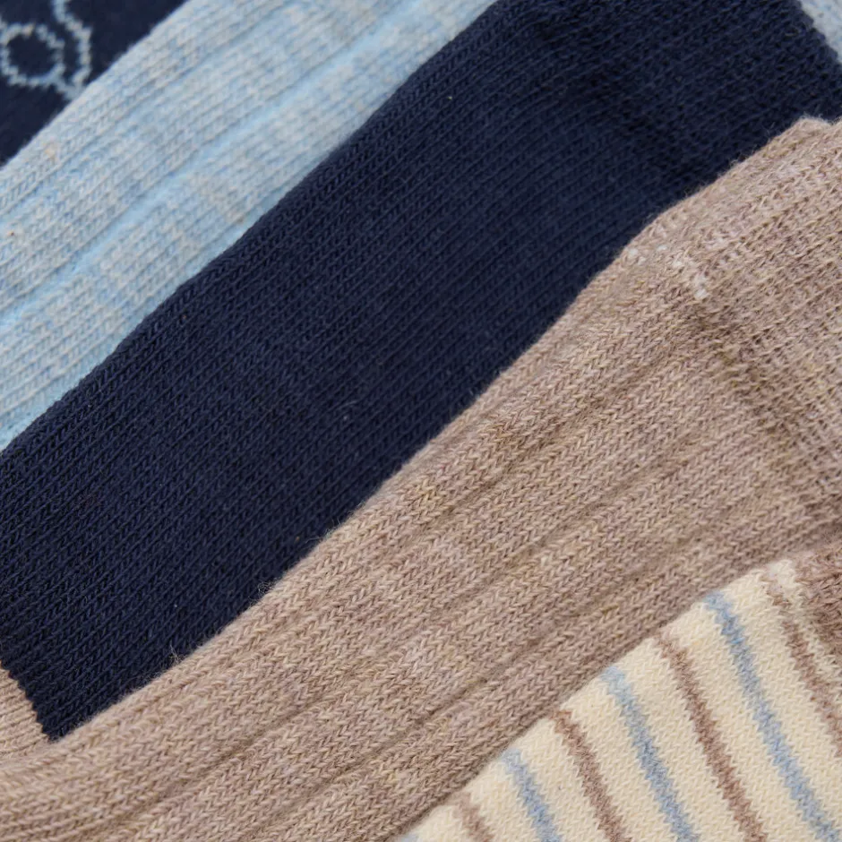 Clearance Strømpe m. mønster (5-pak) - Navy Strømper|Multipack