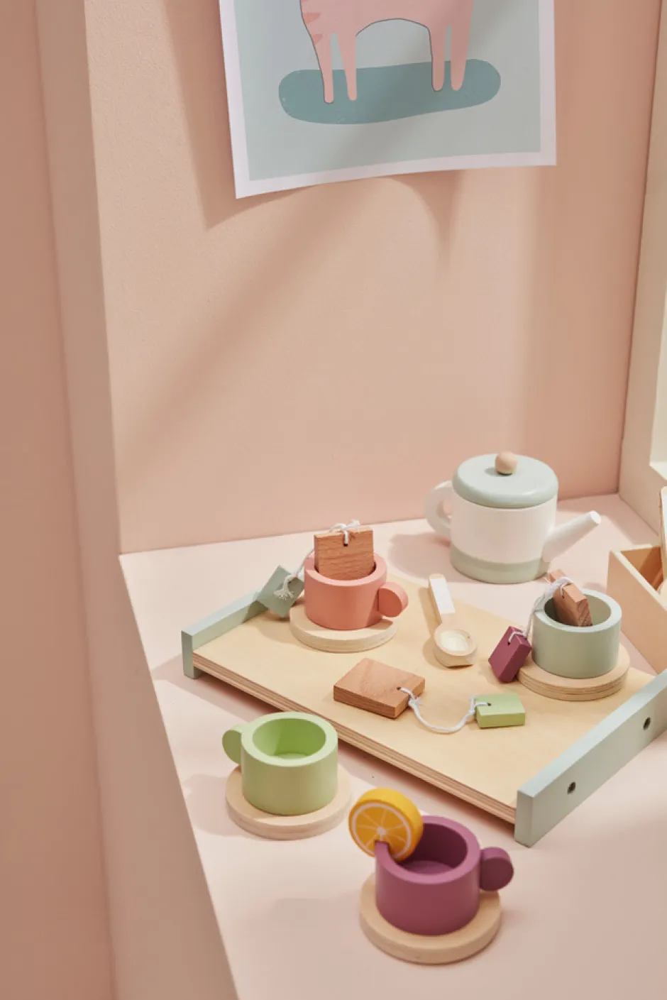 New Tesæt i træ, pastel Køkkenleg