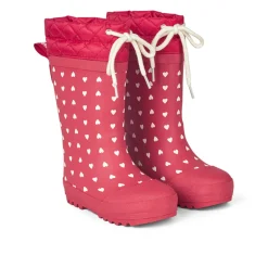 New Thermogummistøvle - Red hearts Lange Termostøvler