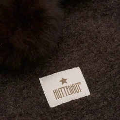 Outlet Uld Alpaca Balaclava Pompoms - Dark brown melange Elefanthuer & Huer|Uldhuer, Uldvanter & Uldfutter