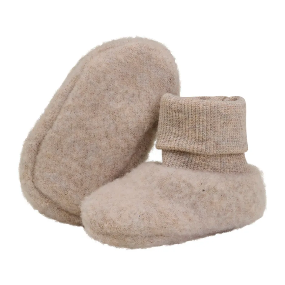 Sale Uld Fleece Footies - Camel melange Overtræksfutter|Uldhuer, Uldvanter & Uldfutter