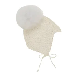 Clearance Uld Strik Alpaca Hue Pompom - Off-white Elefanthuer & Huer|Uldhuer, Uldvanter & Uldfutter