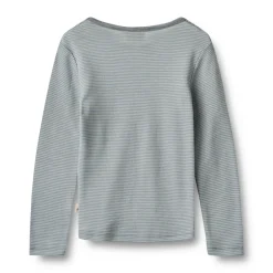 Outlet Uld t-shirt ls Alfie - Navy Stripe Uldoverdele|Bluser