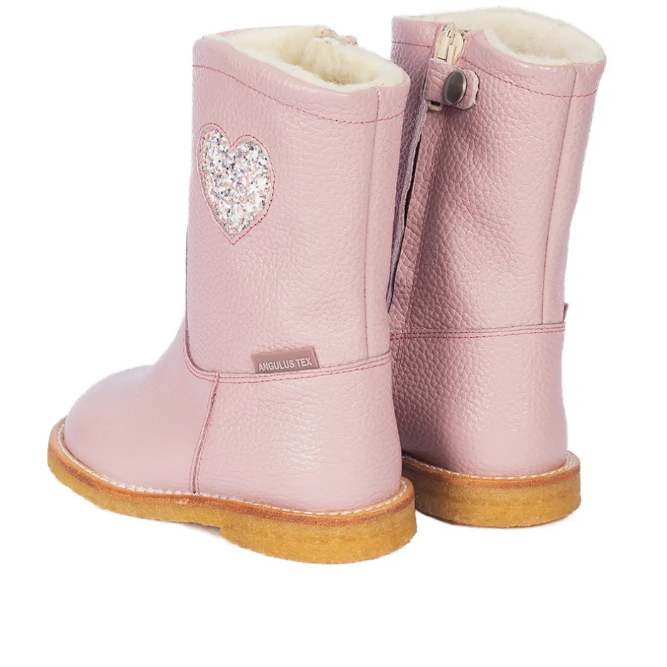 Online Vandafvisende TEX-støvle med glitterhjerte - MAUVE Vinterstøvler