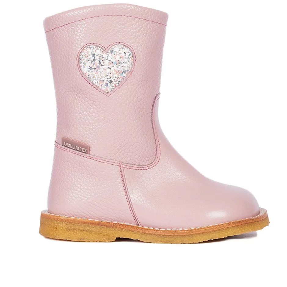Online Vandafvisende TEX-støvle med glitterhjerte - MAUVE Vinterstøvler